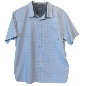 Mountain Hardwear Light Blue Striped button front outdoor‎ hiking activewear XL
